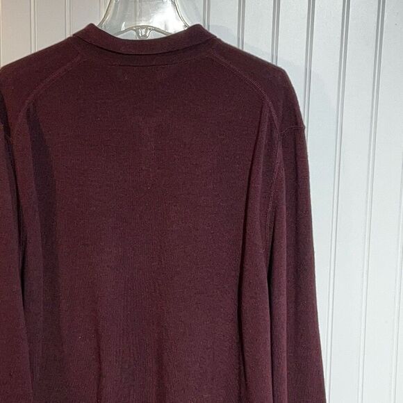 Eddie Bauer Merino Wool Sweater Men’s XLarge Tall Wine 1/4 Button Up Collared LS - Picture 8 of 10